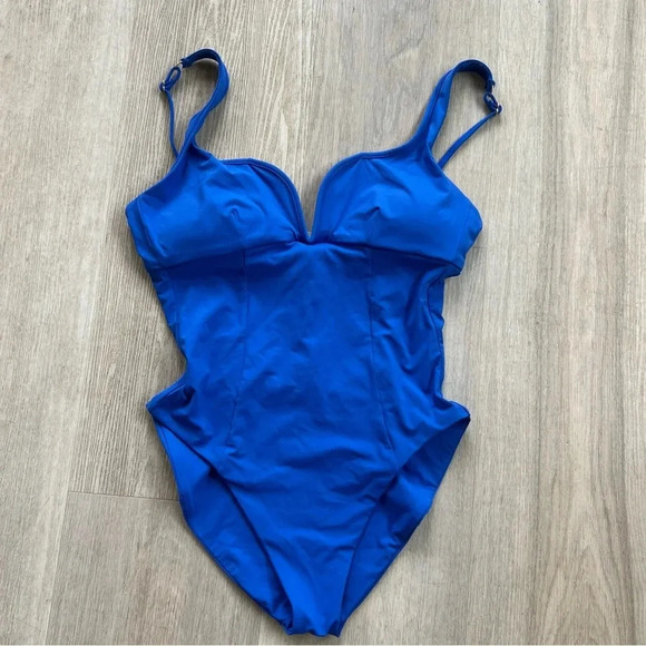 COPY - BECCA Color Code V-Wire One-Piece Swimsuit ultra marine blue womens large - Picture 3 of 11